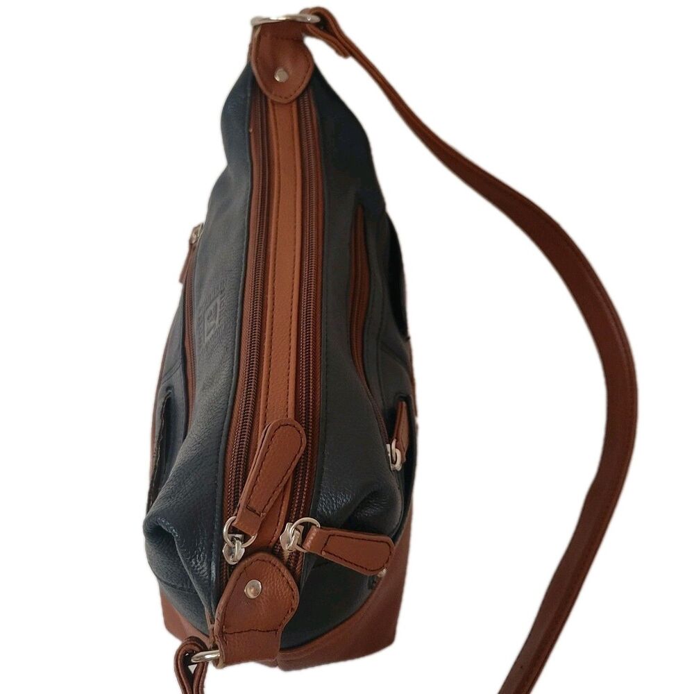 Stone Mountain USA Black Brown Bag Multi Pocket Organizer Shoulder Purse - Picture 11 of 11